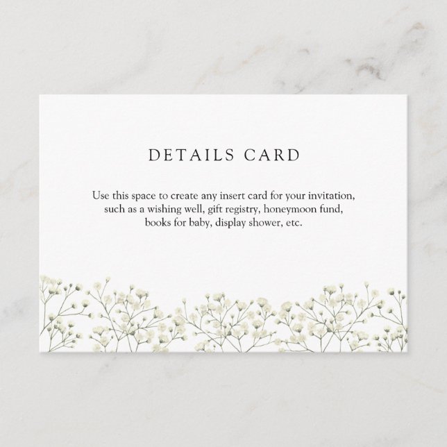 Baby's Breath Detaljer Inneslutningskort Tilläggskort (Framsida)