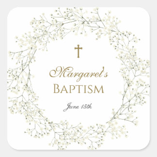 Baby's Breath Dopning Nattvard Fyrkantigt Klistermärke