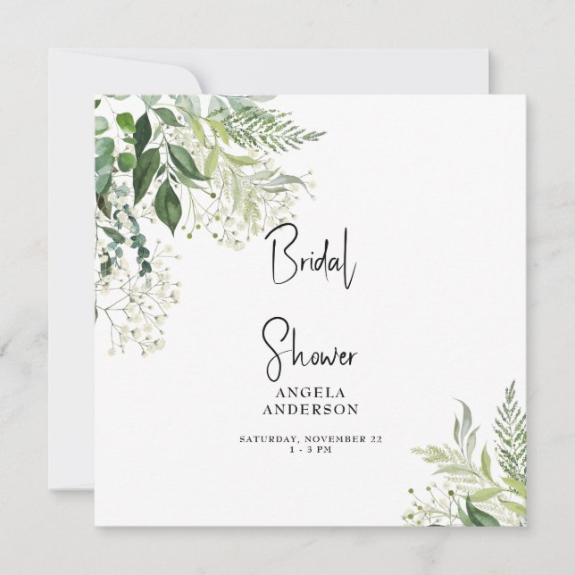 Baby's Breath Enkla Bröllopsdusch Fyrkant Inbjudningar (Framsida)