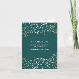 Baby's Breath Guld Folie Teal Bröllop Tacksamhet Tack Kort