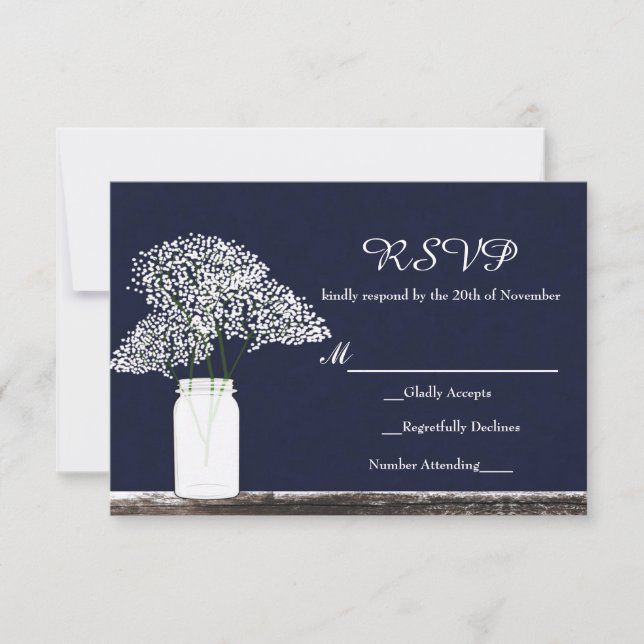 Baby's Breath i murarvas rustika RSVP-kort OSA Kort (Framsida)
