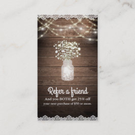 Baby's Breath & Lights Rustic Refer a Friend Rabattkort