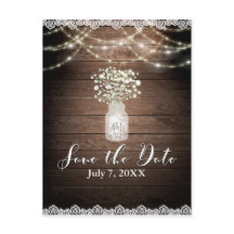 Baby's Breath-ljus Rustik Bröllops Spara Datum