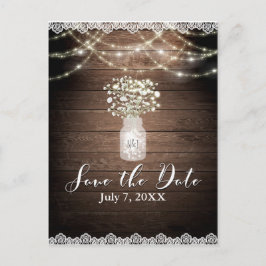 Baby's Breath-ljus Rustik Bröllops Spara Datum Meddelande Vykort