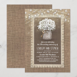 Baby's Breath Mason Kruka Rustik Bröllopsjubileum Inbjudningar