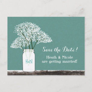 Baby's Breath Mason Kruka Spara Datum Postkort Meddelande Vykort