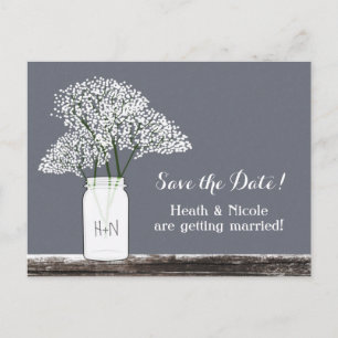 Baby's Breath Masonkruka Spara datum Grå vykort