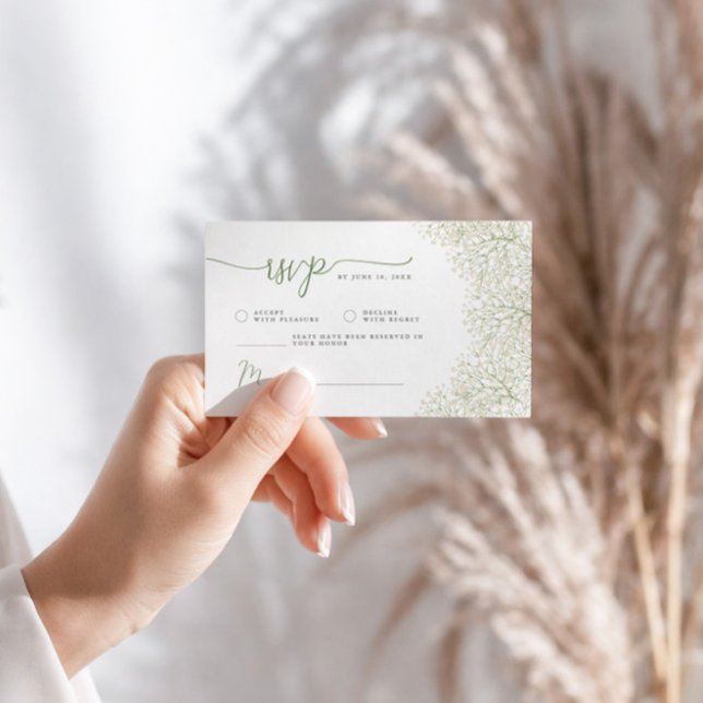 Baby's Breath Minimalistiska Bröllops-Svar | QR-ko Tilläggskort (Skapare uppladdad)