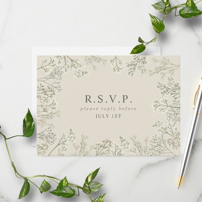 Baby's Breath Monogram Bröllop RSVP Tilläggskort (Skapare uppladdad)
