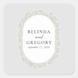 Baby's Breath Monogram Gypsophila Floral Wedding Fyrkantigt Klistermärke