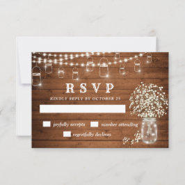 Baby's Breath Murkla Glas Rustik RSVP-kort OSA Kort