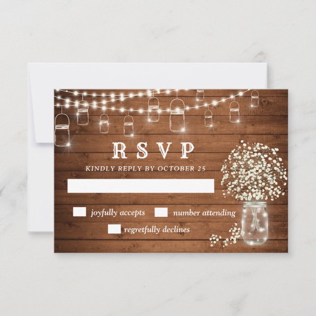 Baby's Breath Murkla Glas Rustik RSVP-kort OSA Kort (Framsida)