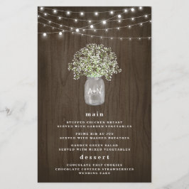 Baby's Breath Murkla Murar Bröllopsmeny Kort