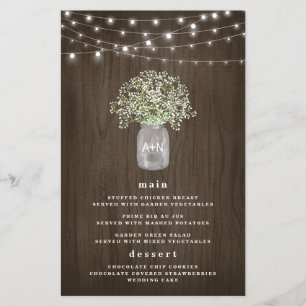 Baby's Breath Murkla Murar Bröllopsmeny Kort