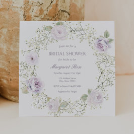 Baby's Breath och Purpurrosor Bröllopsdusch Inbjudningar
