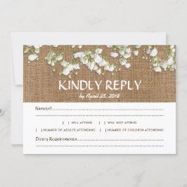 Baby's Breath Rustic Bröllop RSVP Menyval OSA Kort