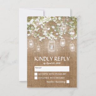 Baby's Breath Rustik Bröllopssvar på bröllopskort OSA Kort