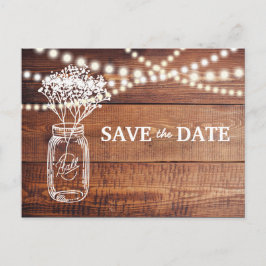 Baby's Breath Rustik Masonburk Save the Date Meddelande Vykort