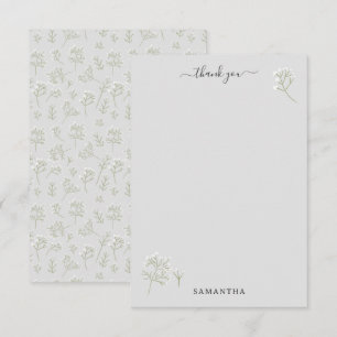 Baby's Breath Vit Blommig Akvarell Gypsophila Tack Kort