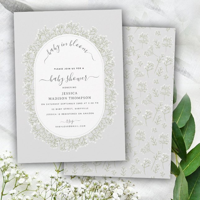 Baby's Breath Watercolor Gypsophila Baby Shower Inbjudningar (Baby's Breath Watercolor Gypsophila Baby Shower Invitation)