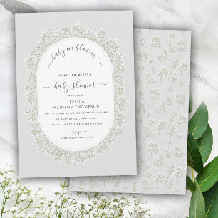 Baby's Breath Watercolor Gypsophila Barnrumsfirand Inbjudningar