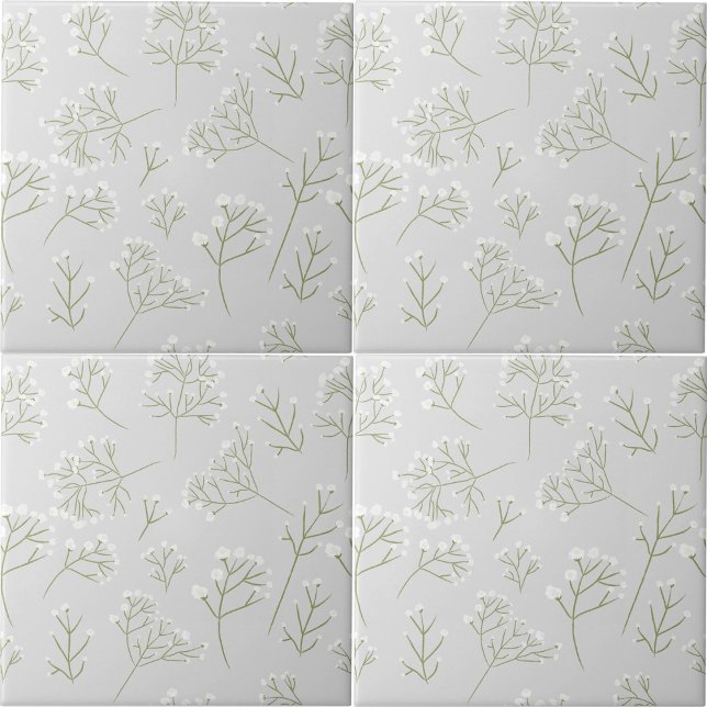 Baby's Breath White Floral Gypsophila Kakelplatta (Baby's Breath White Floral Watercolor Gypsophila Ceramic Tile)