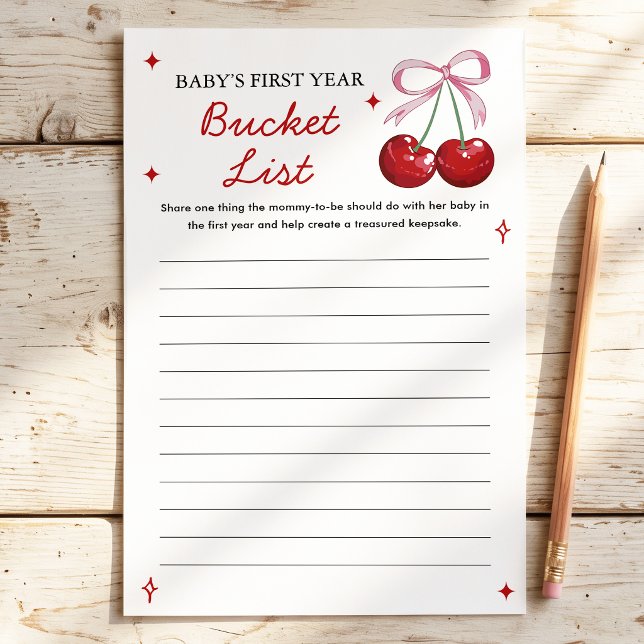 Baby's Bucket List Körsbärsbow Baby Shower Game (Skapare uppladdad)