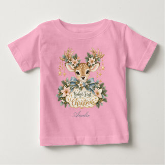 Babys erstes Weihnachten mit süßem Rehkitz T Shirt