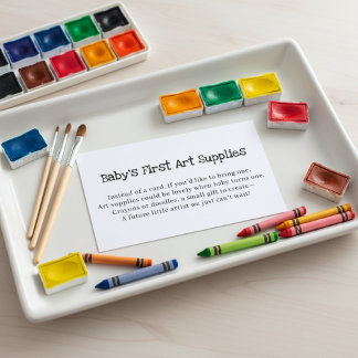 Baby's First Art Supplies Request Baby Shower Tilläggskort