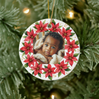 Baby's First Christmas 2025 Poinsettia Wreath Julgransprydnad Keramik