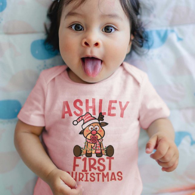 Baby's First Christmas Cute Baby Reindeer T Shirt (Skapare uppladdad)