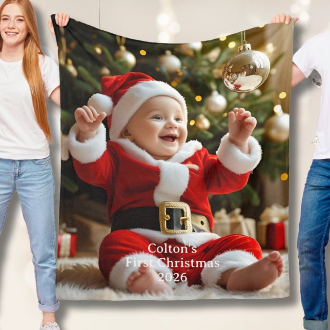 Baby's First Christmas Flanellfilt Anpassad Foto Fleecefilt (Skapare uppladdad)