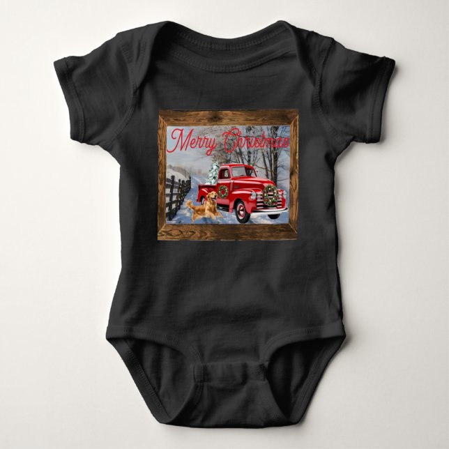 Baby's First Christmas Holiday Farm Scene T Shirt (Framsida)