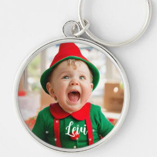 Baby's First Christmas   lärlingstomte Rund Silverfärgad Nyckelring