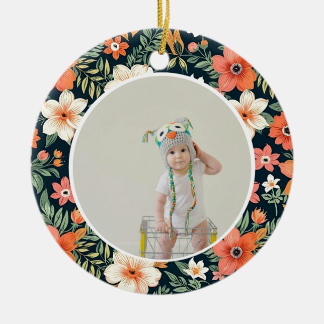  Baby's First Christmas Ornament Photo Floral (Framsidan)