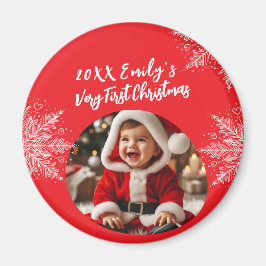 Baby's First Christmas Personalized Photo  Magnet