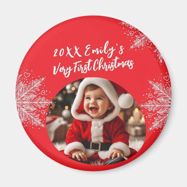Baby's First Christmas Personalized Photo  Magnet (Framsidan)
