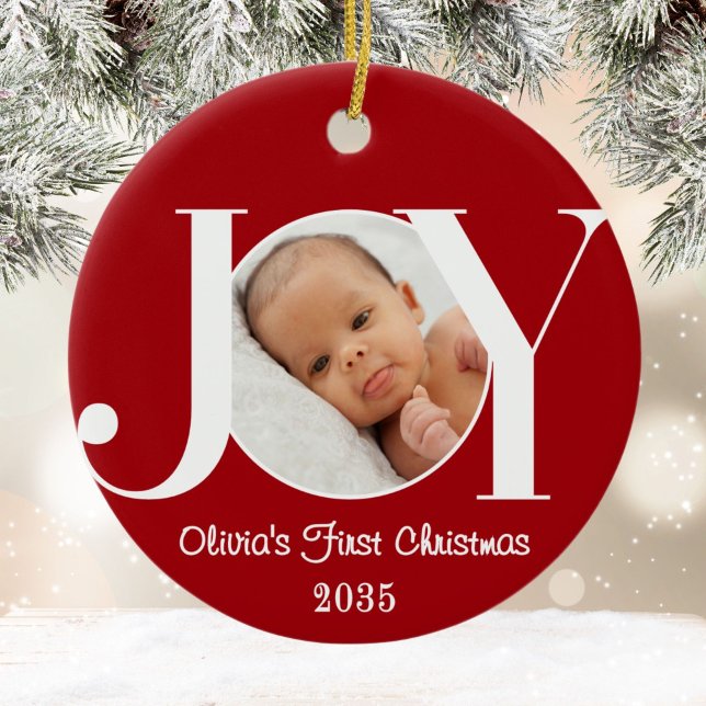 Baby's First Christmas Photo Red Julgransprydnad Keramik (Skapare uppladdad)