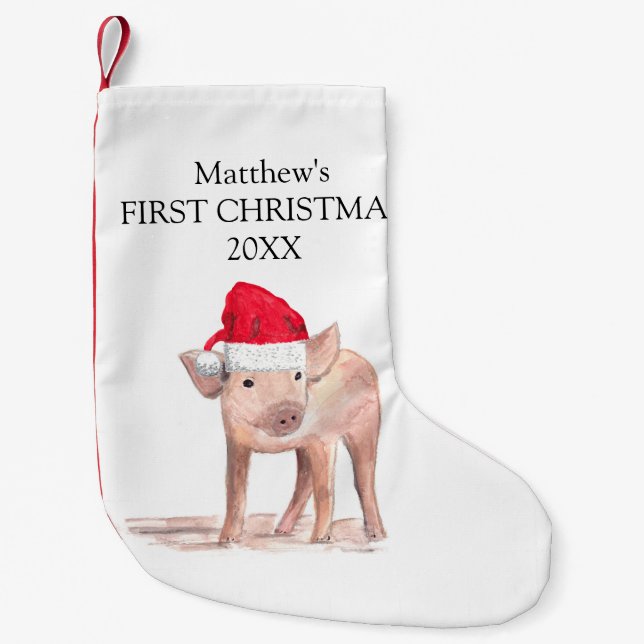 Baby's First Christmas Piglet Pig Forest Boy Liten Julstrumpa (Framsidan)