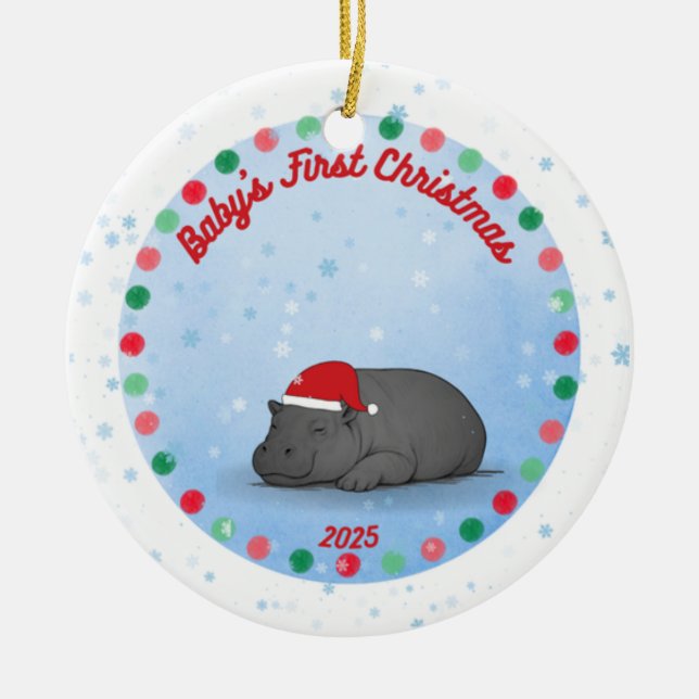 Baby's First Christmas - Porcelain Hippo Ornament (Framsidan)