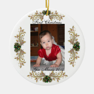 "Baby's First Christmas" Prydnad med Jesus Julgransprydnad Keramik