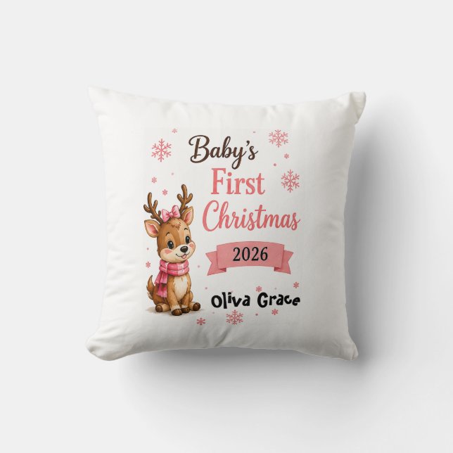 Baby's First Christmas Renar Personlig  Kudde (Framsida)