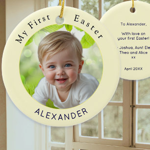 Baby's First Easter Elegant Foto Minne Gult Julgransprydnad Keramik