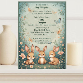 Babys First Easter Pastel Green Spring Bunny Party Inbjudningar