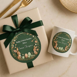 Baby's First Easter Spring Wreath Woodland Animals Runt Klistermärke