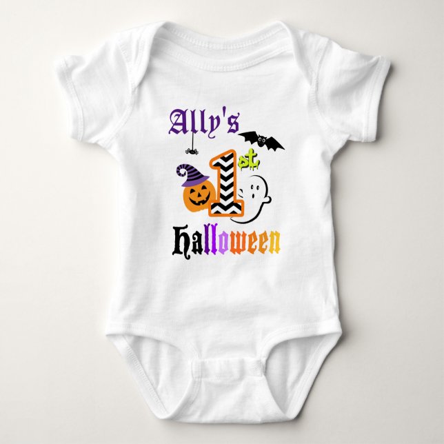 Babys First Halloween Shirt w Chevron T-shirt (Framsida)
