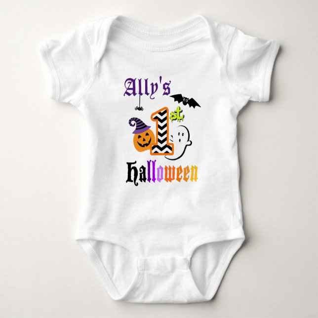 Babys First Halloween Shirt w Chevron Tröja (Framsida)