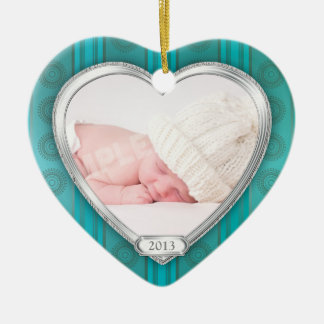 Babys First jul Aqua Silver Photo Julafton Julgransprydnad Keramik