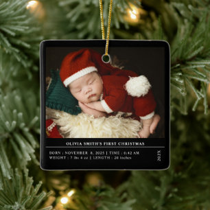 Babys First jul Birth Stats Announcement Julgransprydnad Keramik
