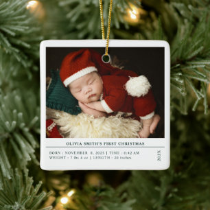 Babys First jul Birth Stats Announcement Julgransprydnad Keramik